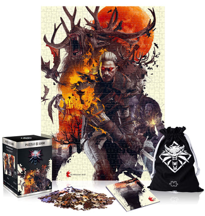 The Witcher 3: Wild Hunt Monsters | 1000 Piece Jigsaw Puzzle | Includes Poster and Bag | 68 x 48 | for Adults & Kids Age 14 Years and Up | Perfect for Christmas and Birthday Present | Game-Artwork