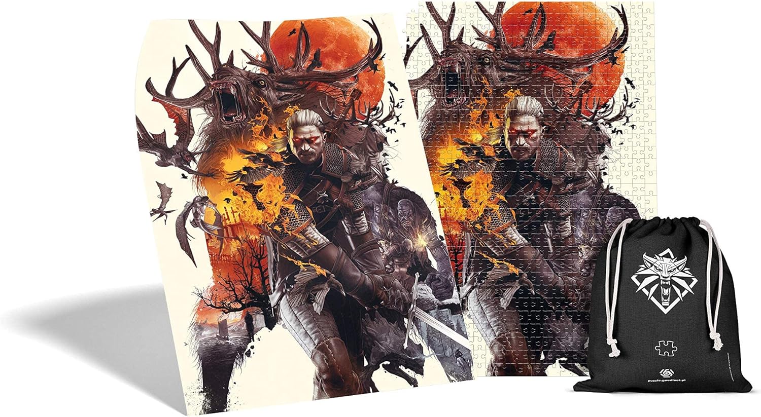 The Witcher 3: Wild Hunt Monsters | 1000 Piece Jigsaw Puzzle | Includes Poster and Bag | 68 x 48 | for Adults & Kids Age 14 Years and Up | Perfect for Christmas and Birthday Present | Game-Artwork