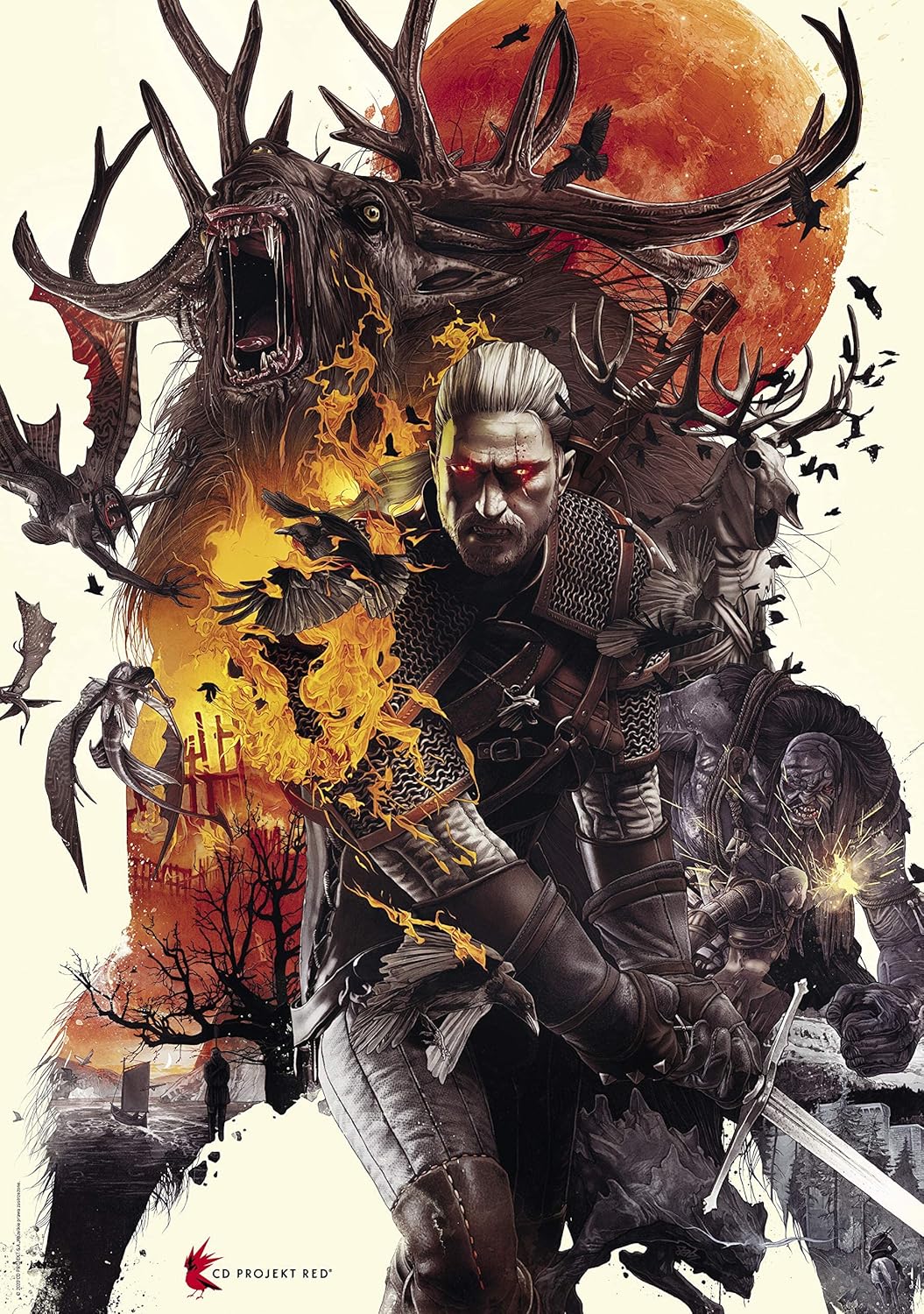 The Witcher 3: Wild Hunt Monsters | 1000 Piece Jigsaw Puzzle | Includes Poster and Bag | 68 x 48 | for Adults & Kids Age 14 Years and Up | Perfect for Christmas and Birthday Present | Game-Artwork