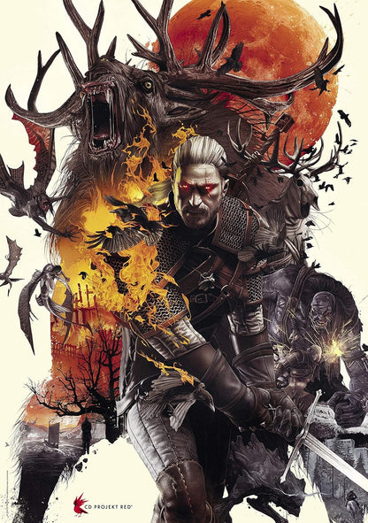 The Witcher 3: Wild Hunt Monsters | 1000 Piece Jigsaw Puzzle | Includes Poster and Bag | 68 x 48 | for Adults & Kids Age 14 Years and Up | Perfect for Christmas and Birthday Present | Game-Artwork