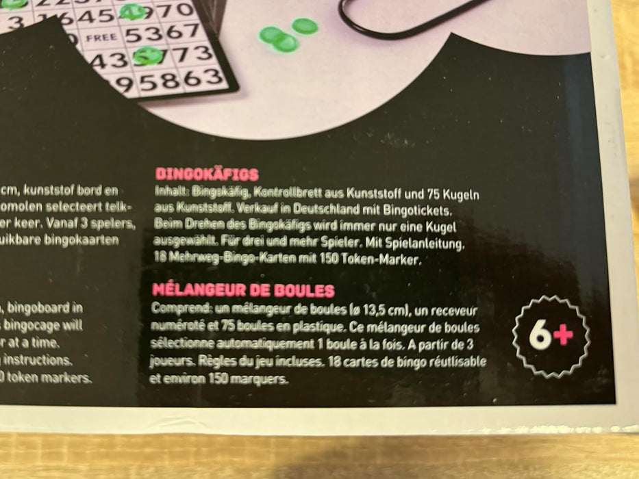 Engelhart - Mini jeu de bingo complet avec sphère - 360564 - Bingo Set Round Cage 14 inch, 75 Balls,18 Cards, 150 Coloured Markers Lotto Family lottery