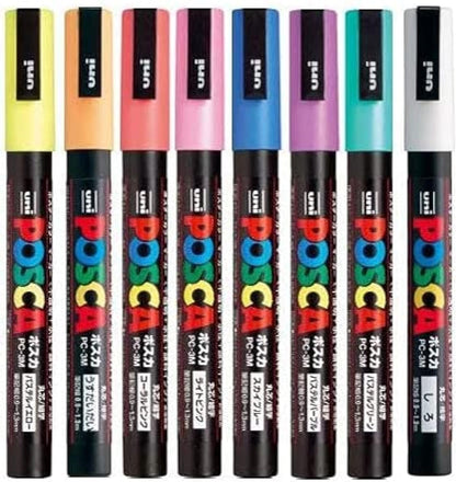 Posca - PC3M - Fine Tip Pen - Soft Colors, 8 pc