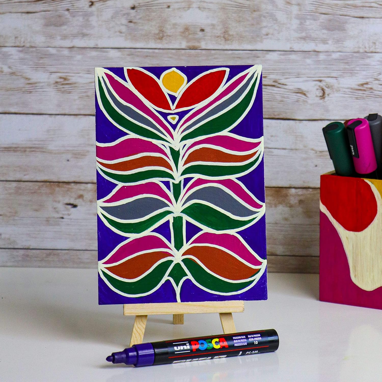 Posca PC-5M Water Based Permanent Marker Paint Pens. Premium Medium Tip for Arts and Crafts. Multi-surface Use On Wood, Metal, Paper, Cardboard, Glass, Fabric, Ceramic & Stone. Set of 8 Deep Colours