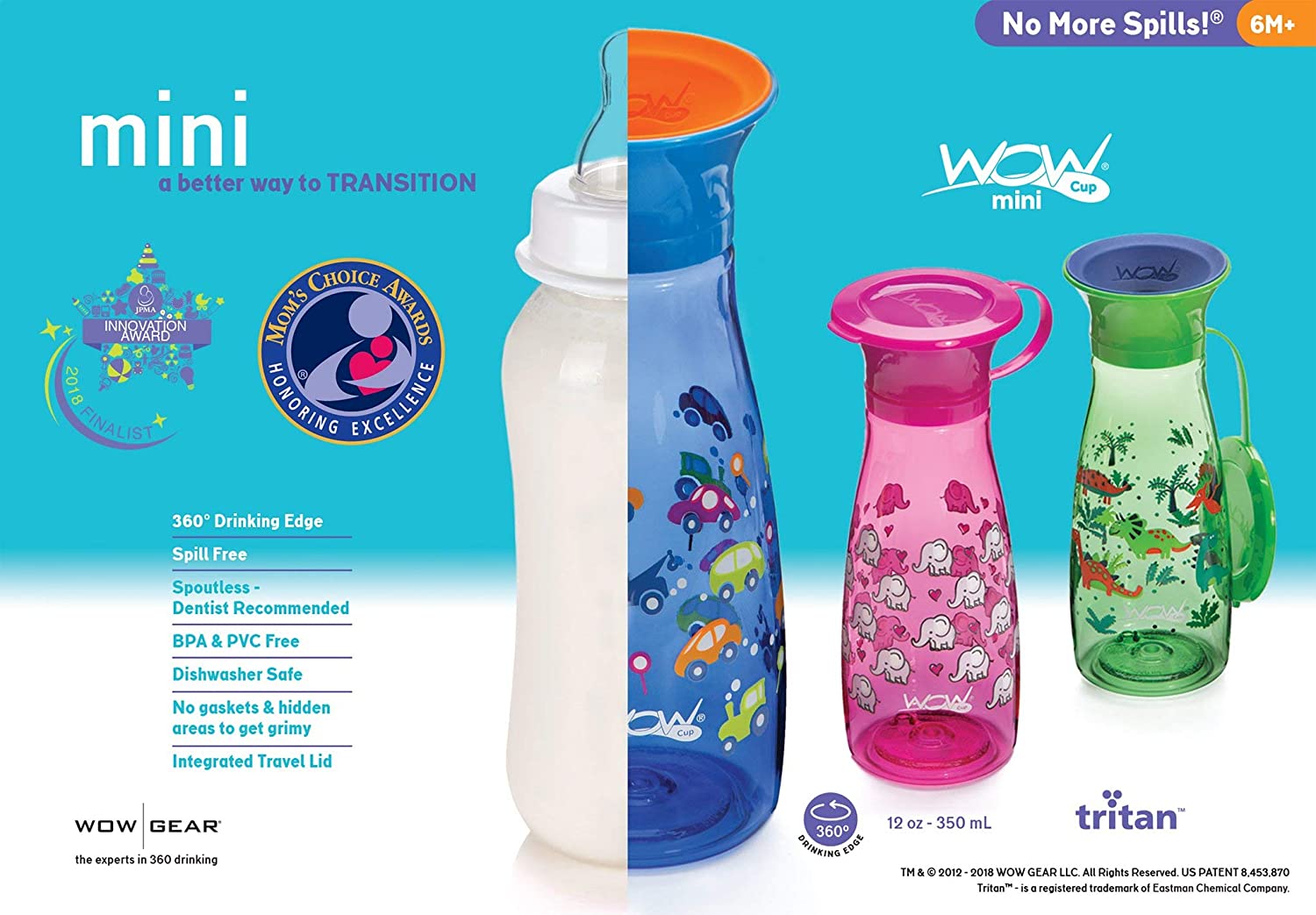 WOW CUP MINI 360 Sippy Cup, Pink, 12 oz / 350 ml