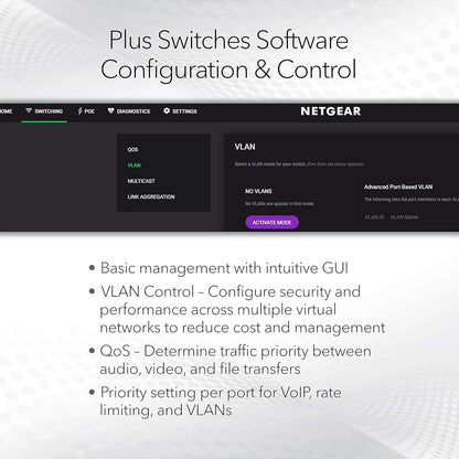 NETGEAR PoE Switch 8 Port Gigabit Ethernet Plus Network Switch (GS308EPP) - with 8 x PoE+ @ 123W, Desktop or Wall Mount 8 Port Managed | 8 x PoE+ 123W