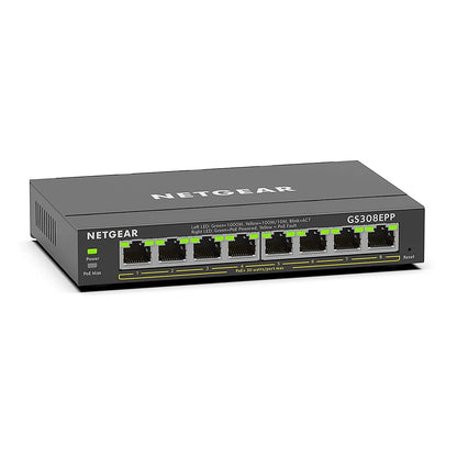 NETGEAR PoE Switch 8 Port Gigabit Ethernet Plus Network Switch (GS308EPP) - with 8 x PoE+ @ 123W, Desktop or Wall Mount 8 Port Managed | 8 x PoE+ 123W