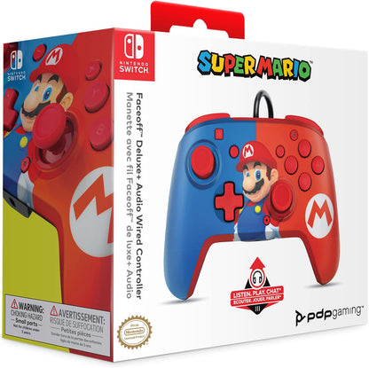 PDP Nintendo Switch Faceoff Deluxe+ Controller Cablato Audio Mario - Nintendo Switch