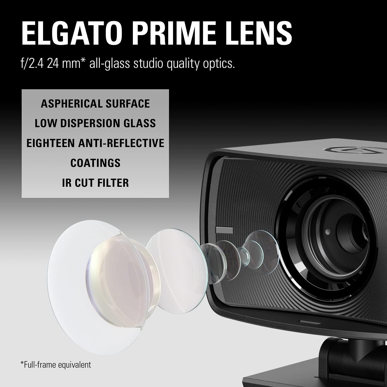 Elgato Facecam - 1080p60 Full HD Webcam for Video Conferencing, Gaming, Streaming, Sony Sensor, Fixed-Focus Glass Lens, Optimised for Indoor Lighting, Onboard Memory, Zoom, Microsoft Teams, PC/Mac Webcam Facecam