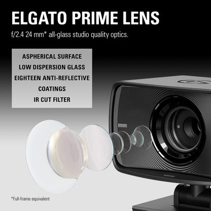 Elgato Facecam - 1080p60 Full HD Webcam for Video Conferencing, Gaming, Streaming, Sony Sensor, Fixed-Focus Glass Lens, Optimised for Indoor Lighting, Onboard Memory, Zoom, Microsoft Teams, PC/Mac Webcam Facecam