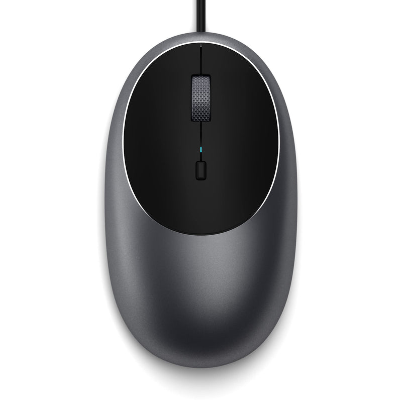 Satechi Aluminum C1 USB-C Wired Mouse – Optical Computer Mouse – For M2/ M1 MacBook Pro/Air, M2/ M1 iPad Pro/Air, M2 Mac Mini, iMac M1 (Space Gray