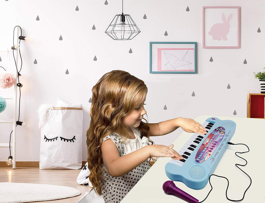 Lexibook, Frozen, Teclado electrónico, Piano 32 teclas, Micrófono para cantar, 22 canciones de demostración, Funciona con pilas, Azul/Morado, K703FZ