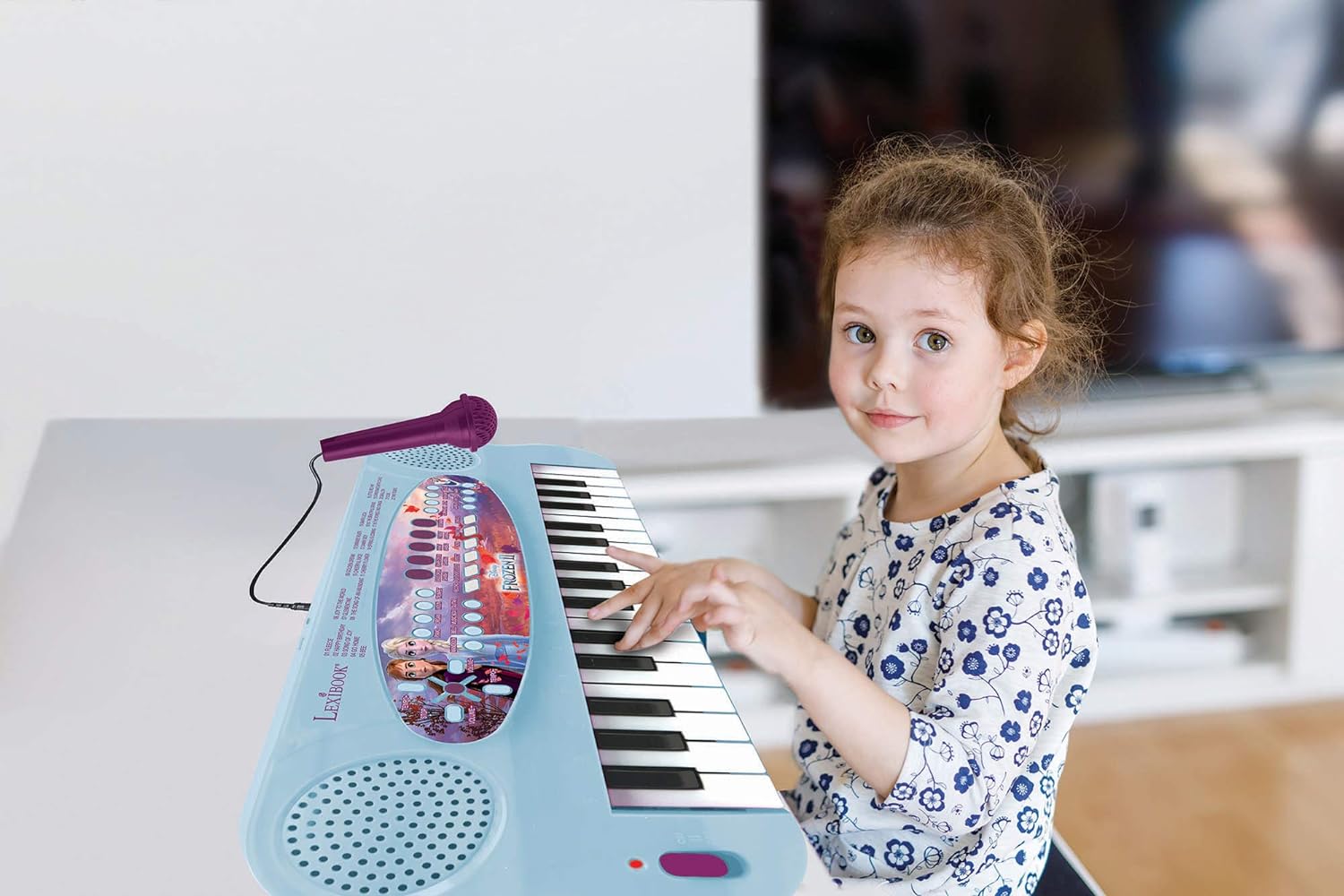 Lexibook, Frozen, Teclado electrónico, Piano 32 teclas, Micrófono para cantar, 22 canciones de demostración, Funciona con pilas, Azul/Morado, K703FZ