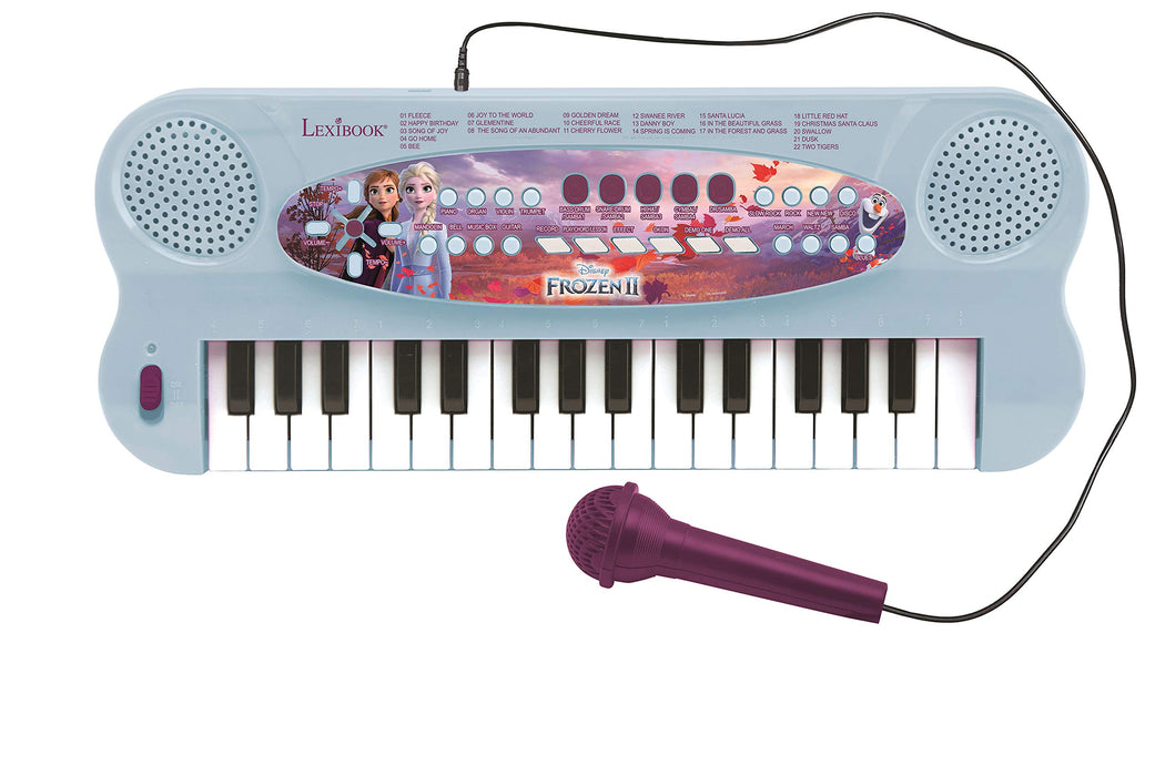Lexibook, Frozen, Teclado electrónico, Piano 32 teclas, Micrófono para cantar, 22 canciones de demostración, Funciona con pilas, Azul/Morado, K703FZ