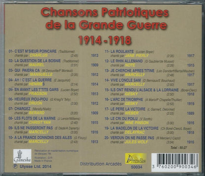 Chansons Patriotiques De La Grande Guerre 1914-1918
