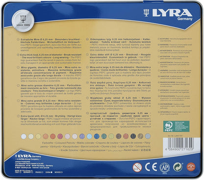LYRA Color Giants Wooden Large Colouring Pencils, 18 Assorted Colours, Ideal for Children & Schools