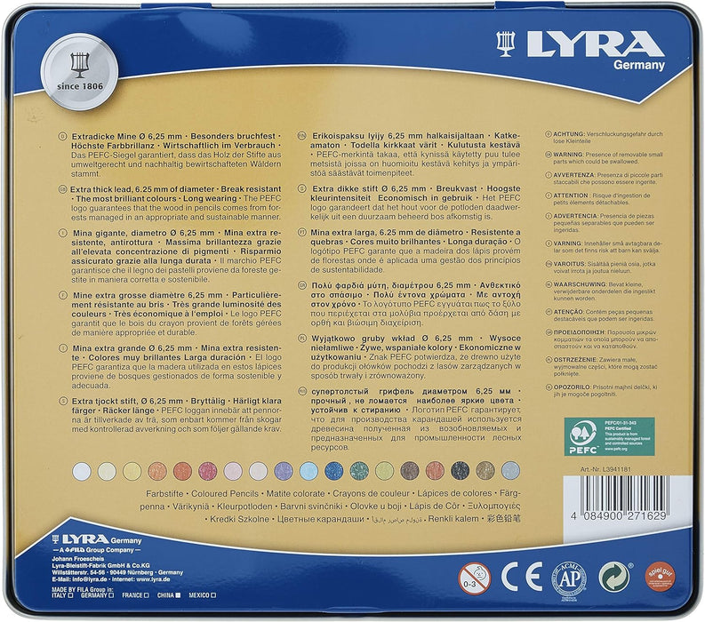 LYRA Color Giants Wooden Large Colouring Pencils, 18 Assorted Colours, Ideal for Children & Schools