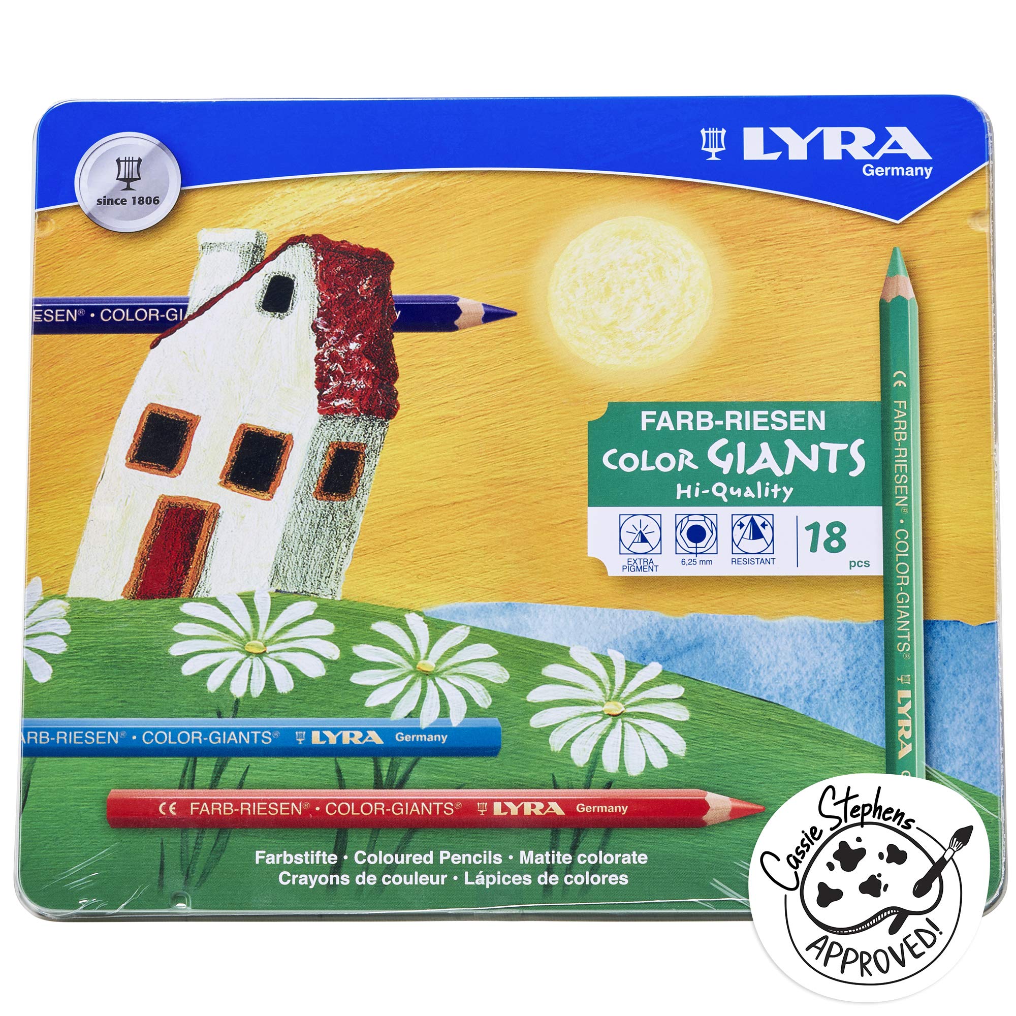 LYRA Color Giants Wooden Large Colouring Pencils, 18 Assorted Colours, Ideal for Children & Schools