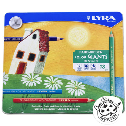LYRA Color Giants Wooden Large Colouring Pencils, 18 Assorted Colours, Ideal for Children & Schools
