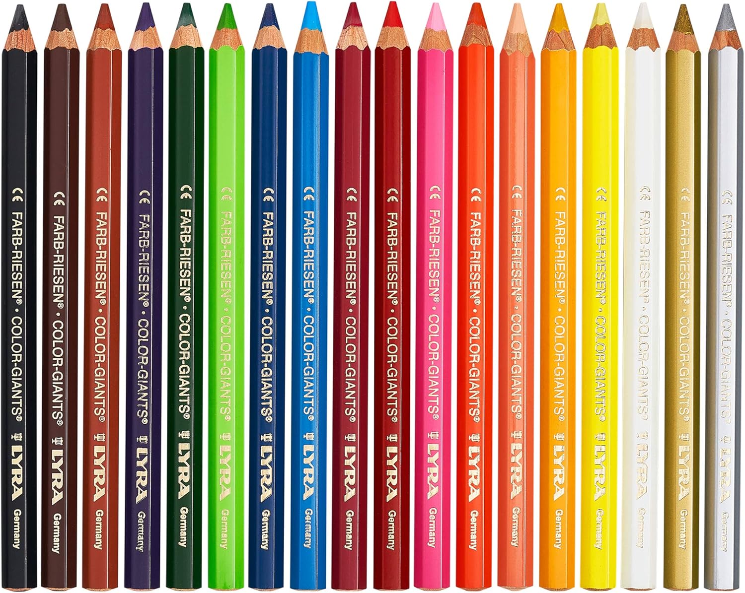 LYRA Color Giants Wooden Large Colouring Pencils, 18 Assorted Colours, Ideal for Children & Schools