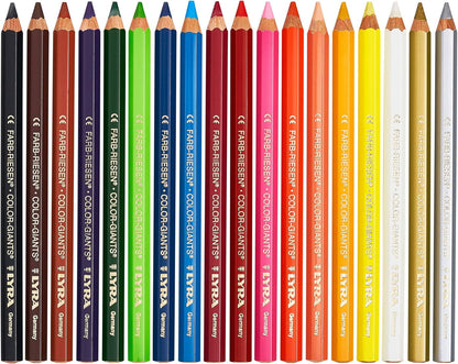 LYRA Color Giants Wooden Large Colouring Pencils, 18 Assorted Colours, Ideal for Children & Schools