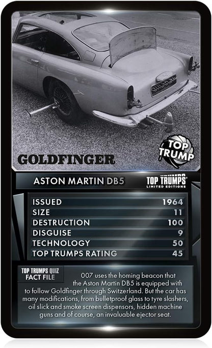 Top Trumps James Bond Gadgets and Vehicles Limited Editions Card Game, play with iconic gadgets and vehicles including Aston Martin DBS, Golden Gun and the Q Boat, for players aged 12 plus