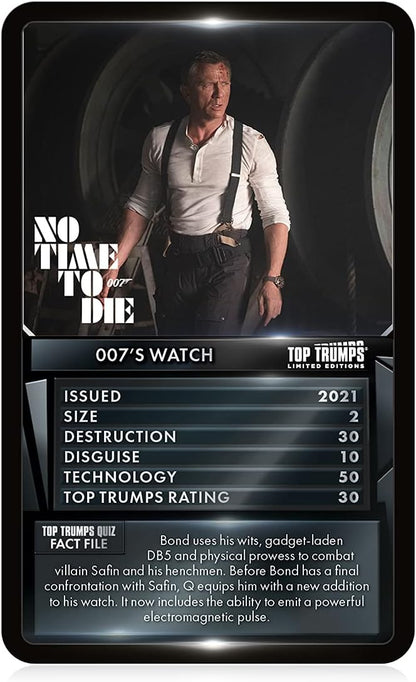 Top Trumps James Bond Gadgets and Vehicles Limited Editions Card Game, play with iconic gadgets and vehicles including Aston Martin DBS, Golden Gun and the Q Boat, for players aged 12 plus