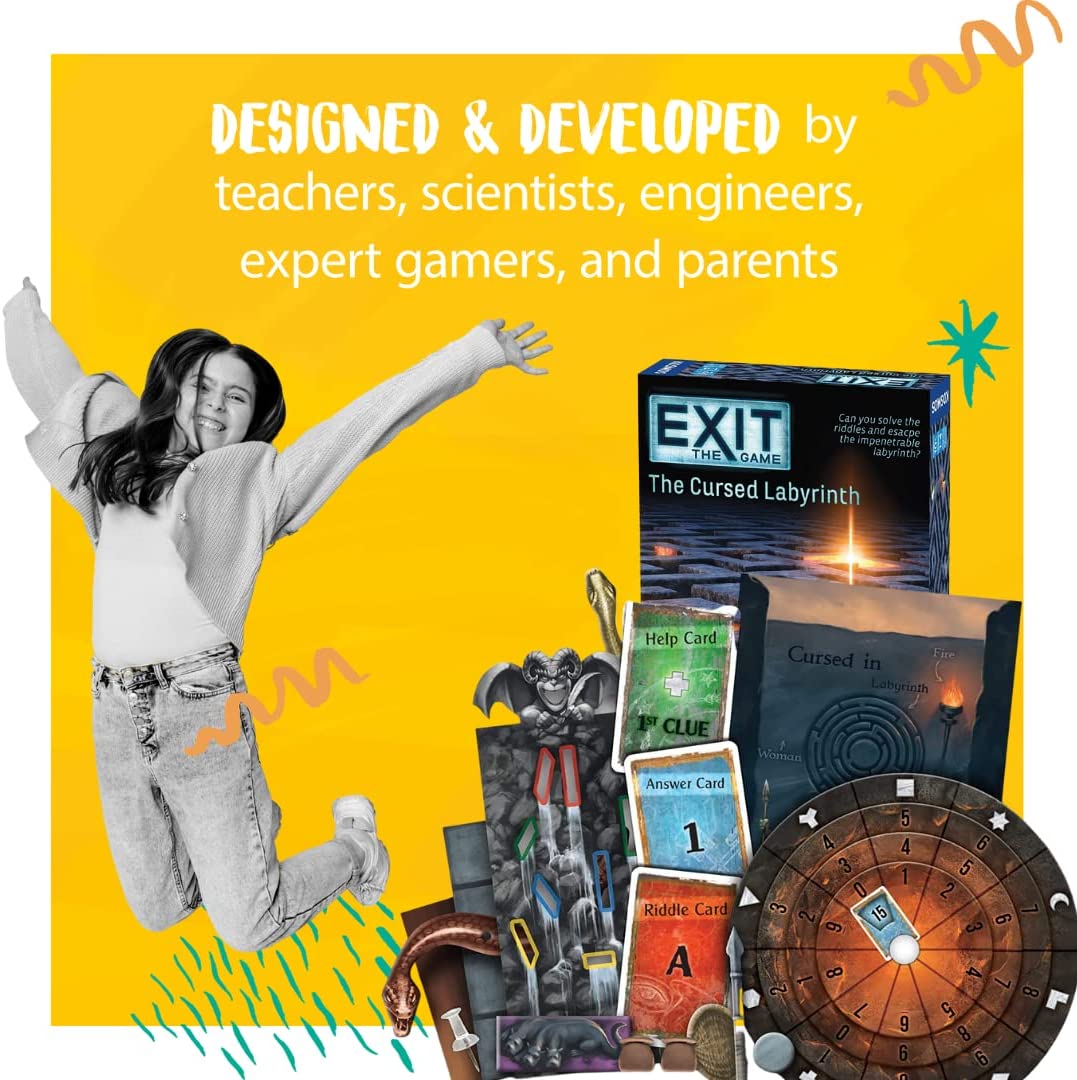 Thames & Kosmos - EXIT: The Cursed Labyrinth – Level: 2/5 - Unique Escape Room Game - 1 -4 Players - Puzzle Solving Strategy Board Games for Adults & Kids, Ages 10+ - 692860