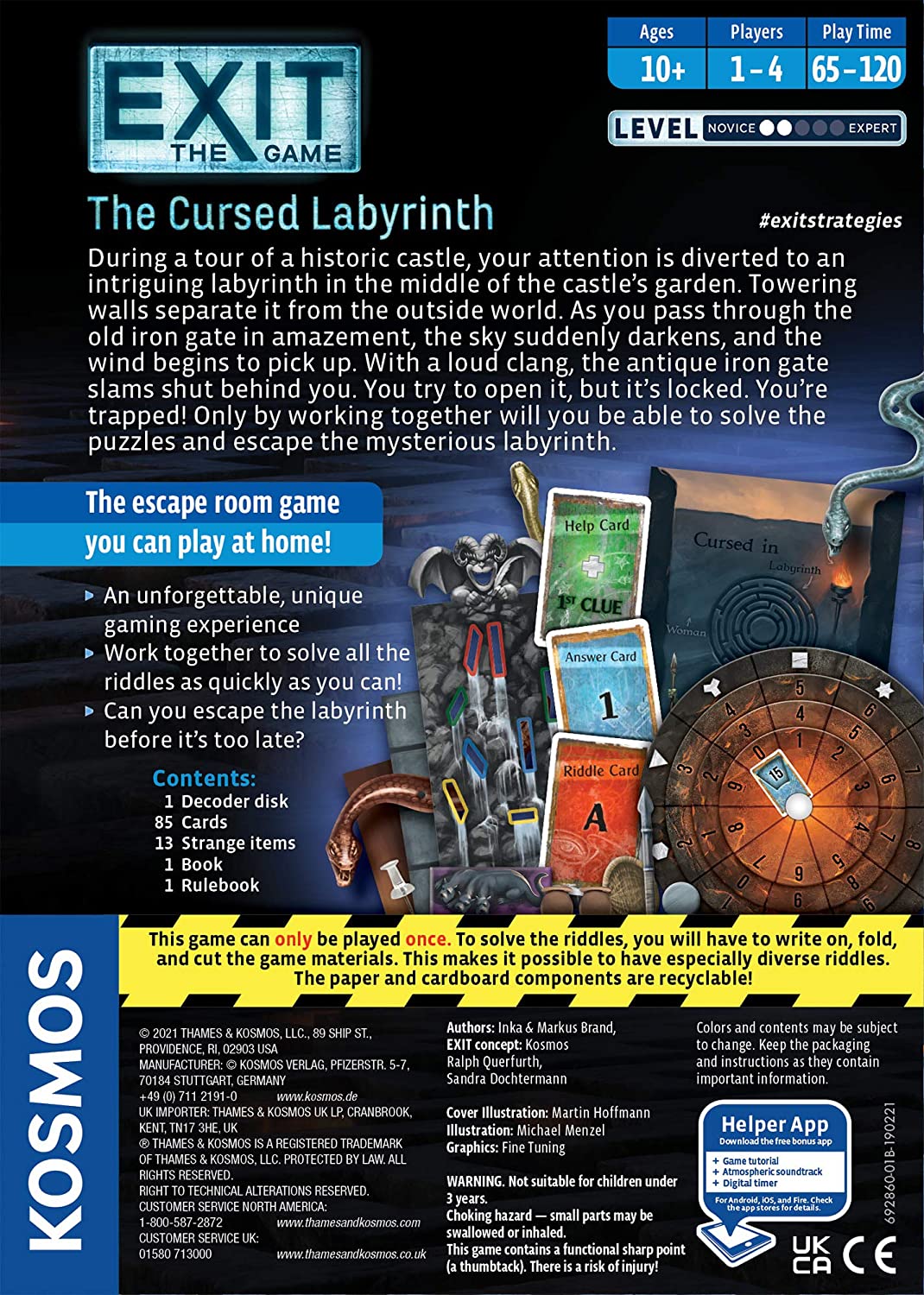 Thames & Kosmos - EXIT: The Cursed Labyrinth – Level: 2/5 - Unique Escape Room Game - 1 -4 Players - Puzzle Solving Strategy Board Games for Adults & Kids, Ages 10+ - 692860