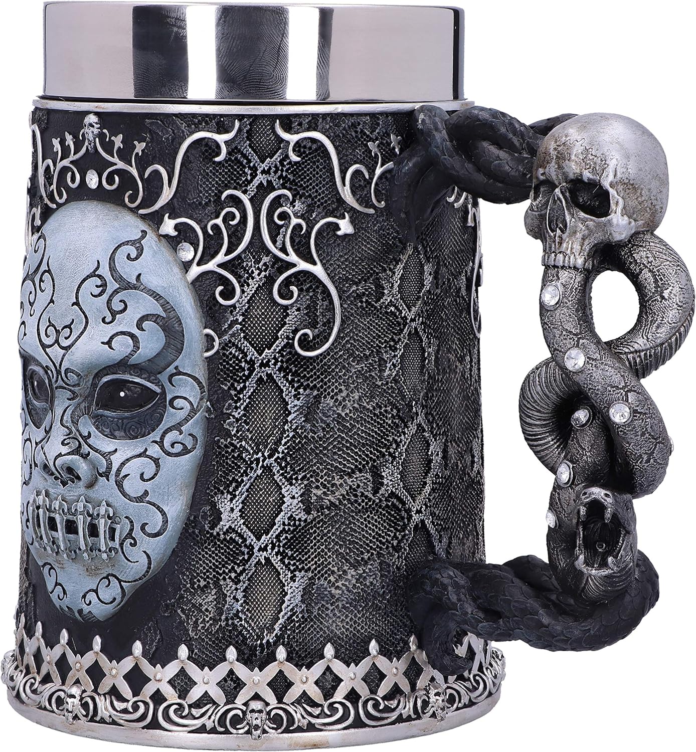 Nemesis Now Collectable Tankard Harry Potter Death Eater Mask Voldemort-Jarra Coleccionable, Resina, Plateado Y Negro, 1 Unidad (Paquete de 1