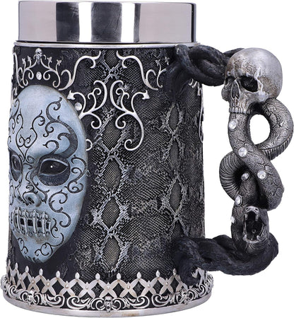 Nemesis Now Collectable Tankard Harry Potter Death Eater Mask Voldemort-Jarra Coleccionable, Resina, Plateado Y Negro, 1 Unidad (Paquete de 1