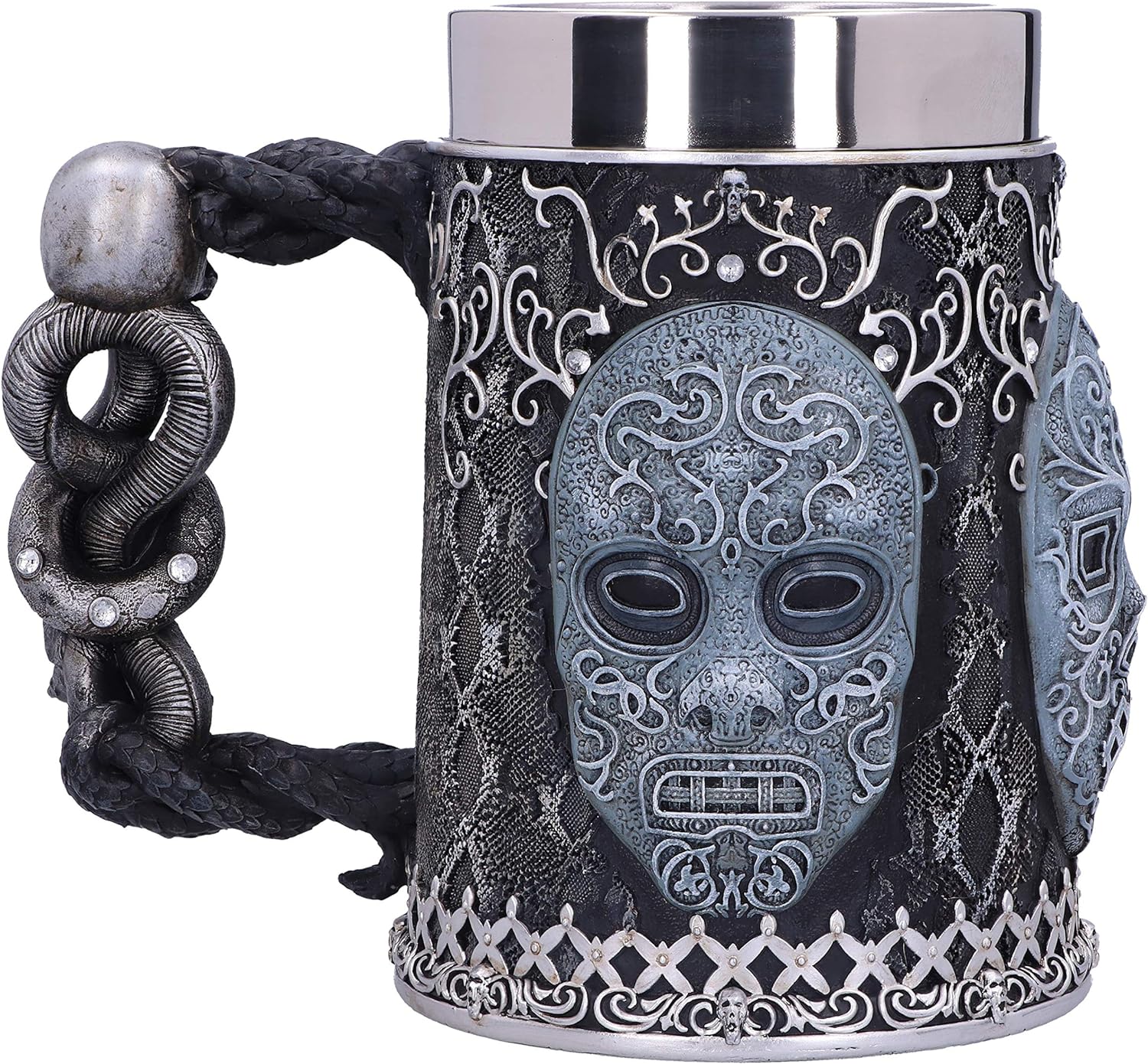 Nemesis Now Collectable Tankard Harry Potter Death Eater Mask Voldemort-Jarra Coleccionable, Resina, Plateado Y Negro, 1 Unidad (Paquete de 1