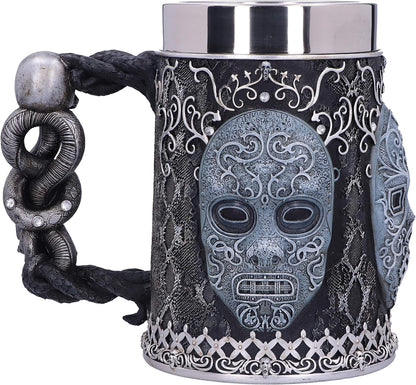 Nemesis Now Collectable Tankard Harry Potter Death Eater Mask Voldemort-Jarra Coleccionable, Resina, Plateado Y Negro, 1 Unidad (Paquete de 1