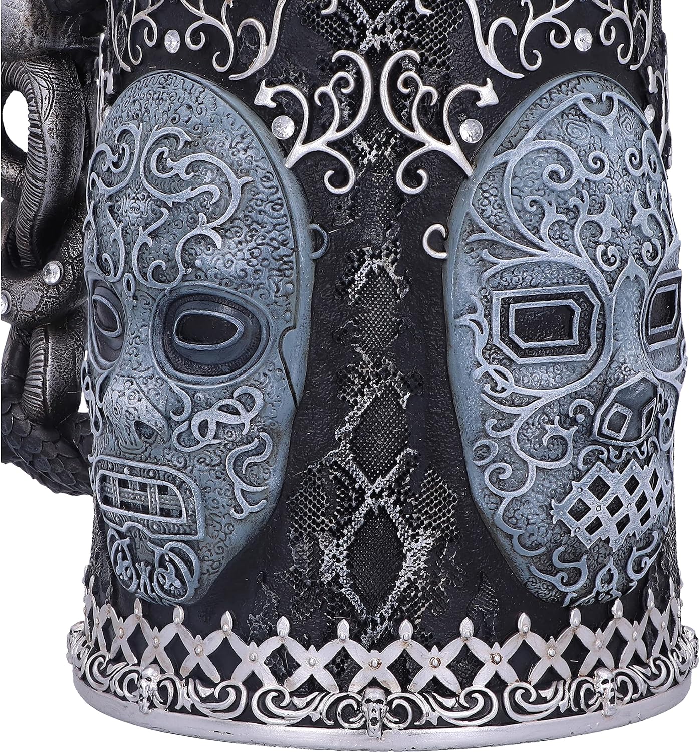 Nemesis Now Collectable Tankard Harry Potter Death Eater Mask Voldemort-Jarra Coleccionable, Resina, Plateado Y Negro, 1 Unidad (Paquete de 1