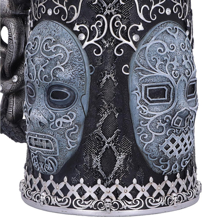 Nemesis Now Collectable Tankard Harry Potter Death Eater Mask Voldemort-Jarra Coleccionable, Resina, Plateado Y Negro, 1 Unidad (Paquete de 1