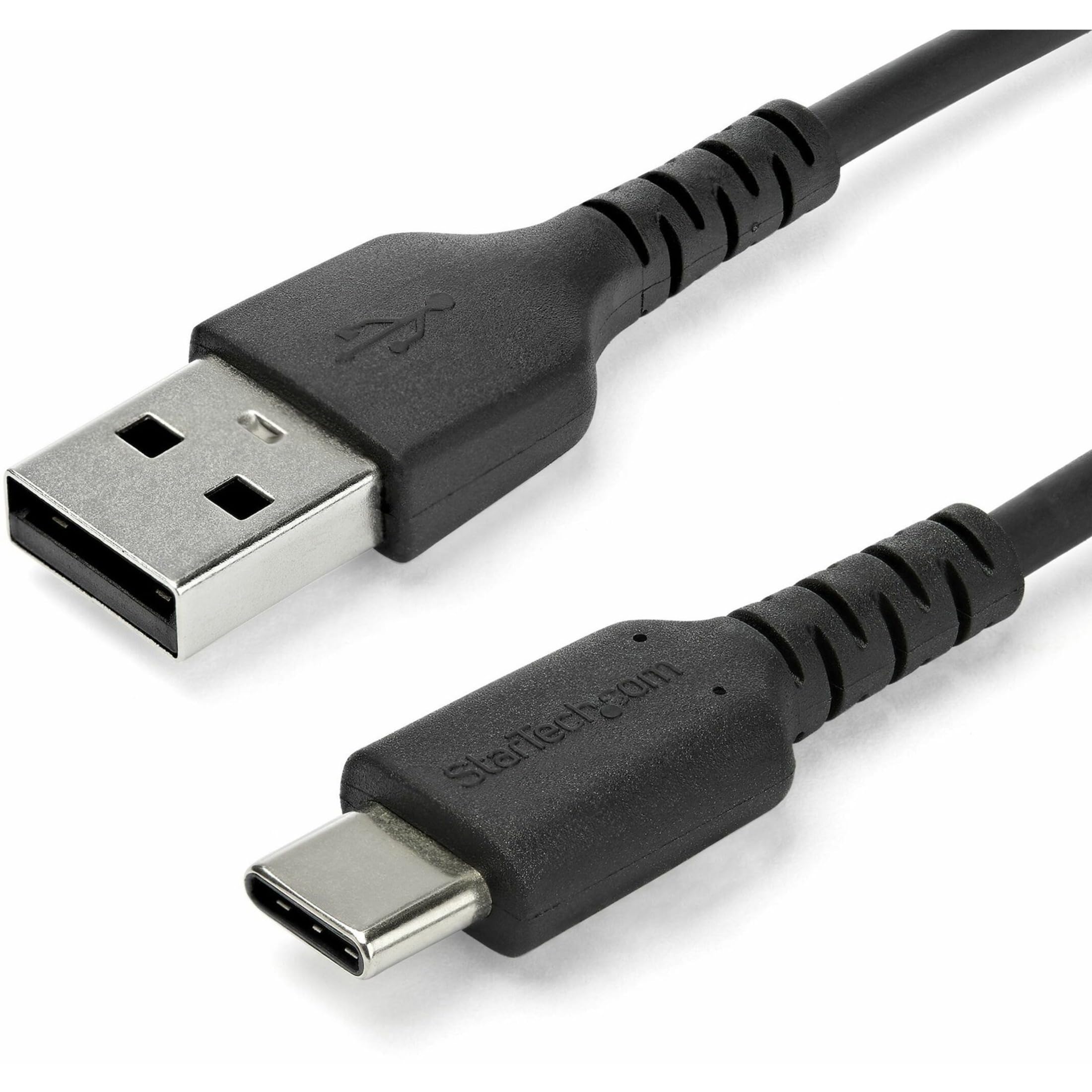 StarTech.com 1m USB A to USB C Charging Cable - Durable Fast Charge & Sync USB 2.0 to USB Type C Data Cord - Rugged TPE Jacket Aramid Fiber M/M 60W Black - Samsung S10, iPad Pro, Pixel (RUSB2AC1MB