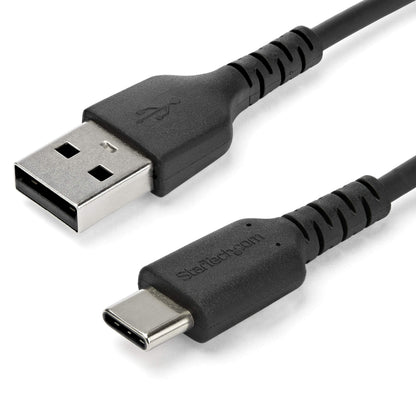 StarTech.com 1m USB A to USB C Charging Cable - Durable Fast Charge & Sync USB 2.0 to USB Type C Data Cord - Rugged TPE Jacket Aramid Fiber M/M 60W Black - Samsung S10, iPad Pro, Pixel (RUSB2AC1MB