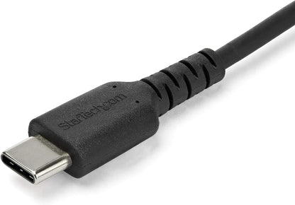 StarTech.com 1m USB A to USB C Charging Cable - Durable Fast Charge & Sync USB 2.0 to USB Type C Data Cord - Rugged TPE Jacket Aramid Fiber M/M 60W Black - Samsung S10, iPad Pro, Pixel (RUSB2AC1MB