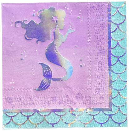 Creative Party PC336715 Mermaid Theme Lunch Napkins - 16 Pcs 0.055x12.75x12.875inc.