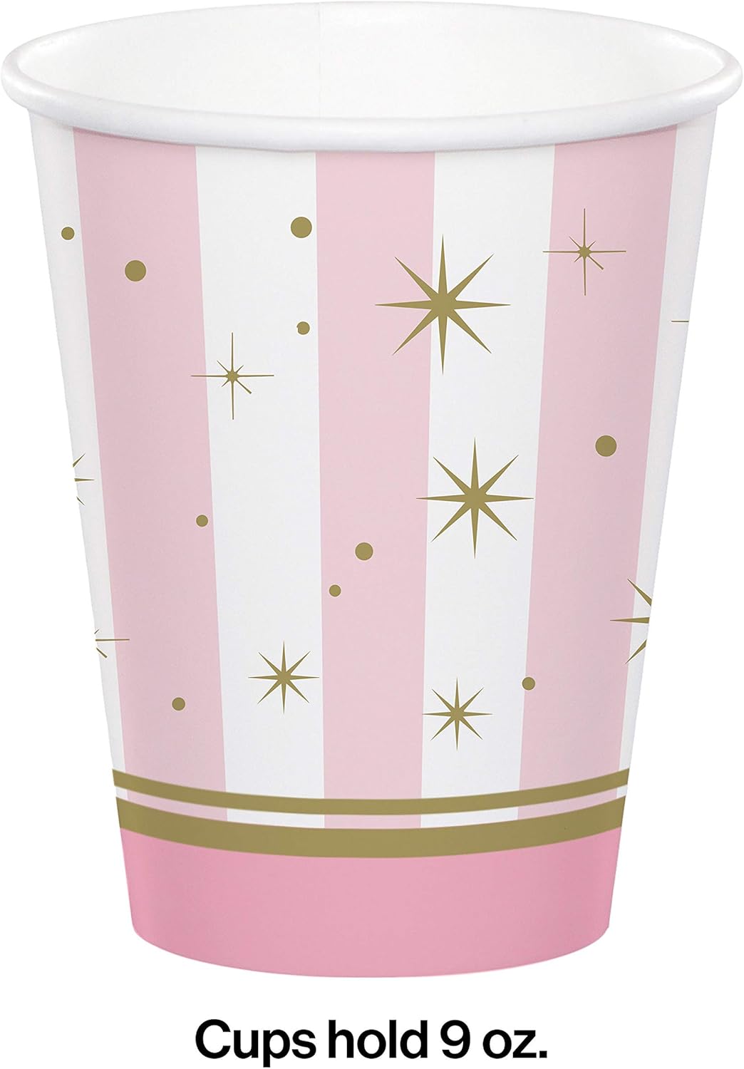 Pink Srtipes Paper Cups - 8 Pcs