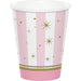 Pink Srtipes Paper Cups - 8 Pcs