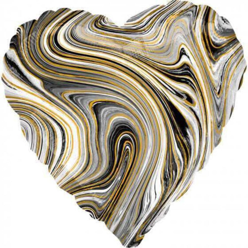 Amscan 4209101 Marble Black Heart Shape Foil Balloon-1 Pc