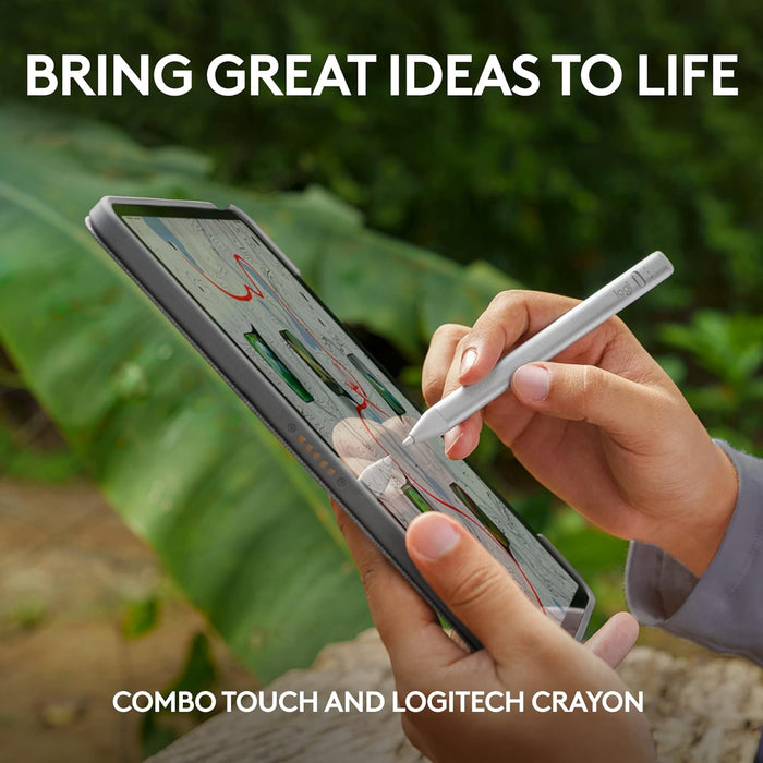 Logitech Combo Touch iPad Air (4th & 5th gen - 2020, 2022) Keyboard Case Crayon (USB-C) Digital Pencil (2018 releases and later) - QWERTY UK/US Layout - Grey COMBO TOUCH + Crayon USB-C