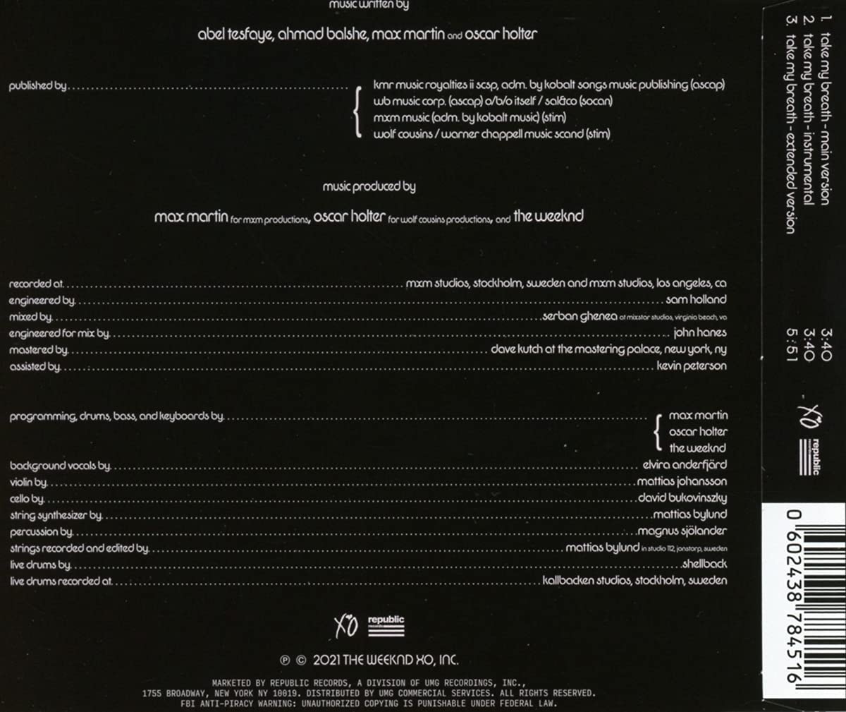 Take My Breath (3-Track CD-Maxi