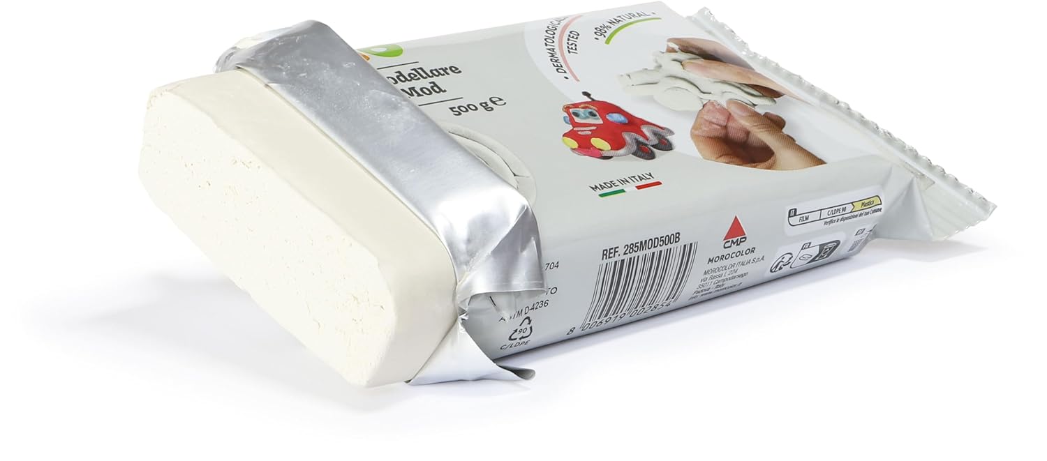 PRIMO - Pâte à Modeler, Bloc d'Argile 500g pour Créer des Formes, Jeux pour enfants de 3 Ans, Travaux Créatifs et Hobby, Sèche à l'Air, Se Travaille avec les Mains Humides, Pas Besoin de Cuisson