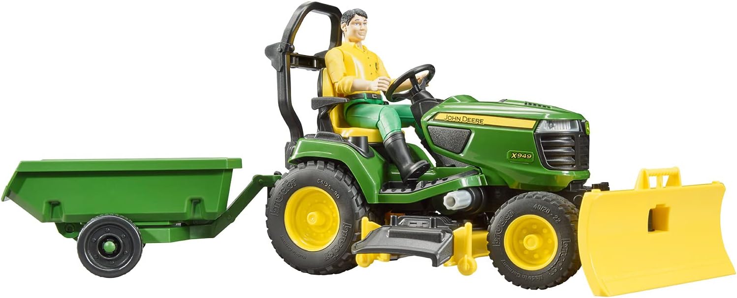 John Deere X949 Mowing Tractor with Trailer and Figure