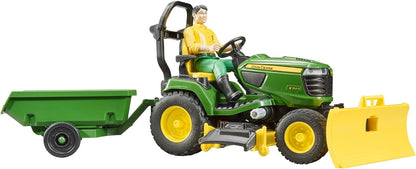 John Deere X949 Mowing Tractor with Trailer and Figure