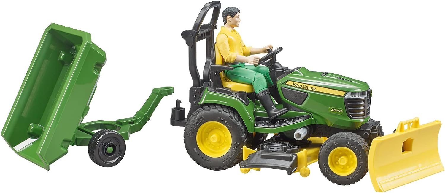 John Deere X949 Mowing Tractor with Trailer and Figure