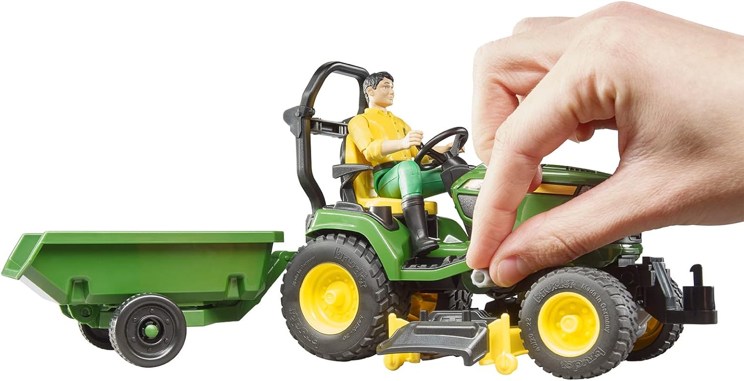 John Deere X949 Mowing Tractor with Trailer and Figure