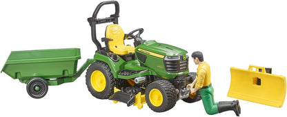 John Deere X949 Mowing Tractor with Trailer and Figure