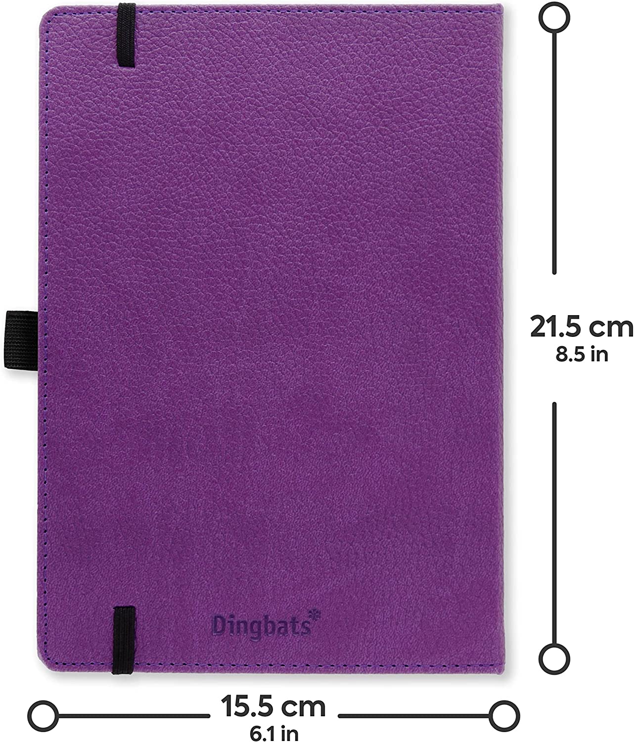 Dingbats - Wildlife Dotted Medium Notebook, Purple Hippo, A5 - Hardcover Notebook - PU Leather - Perforated, Cream 100gsm Ink-Proof Paper
